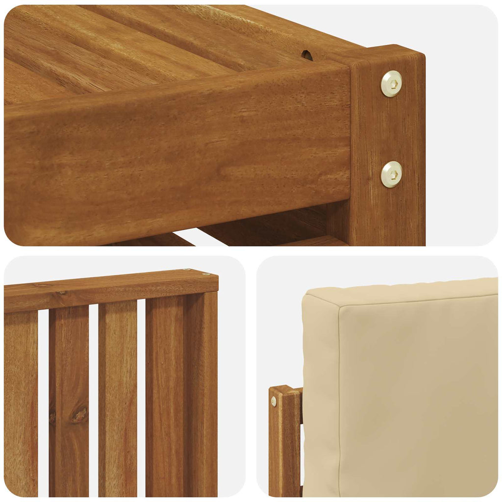 Outdoor-Sofagarnitur 11 pcs Natur und Beige Massivholz Akazie