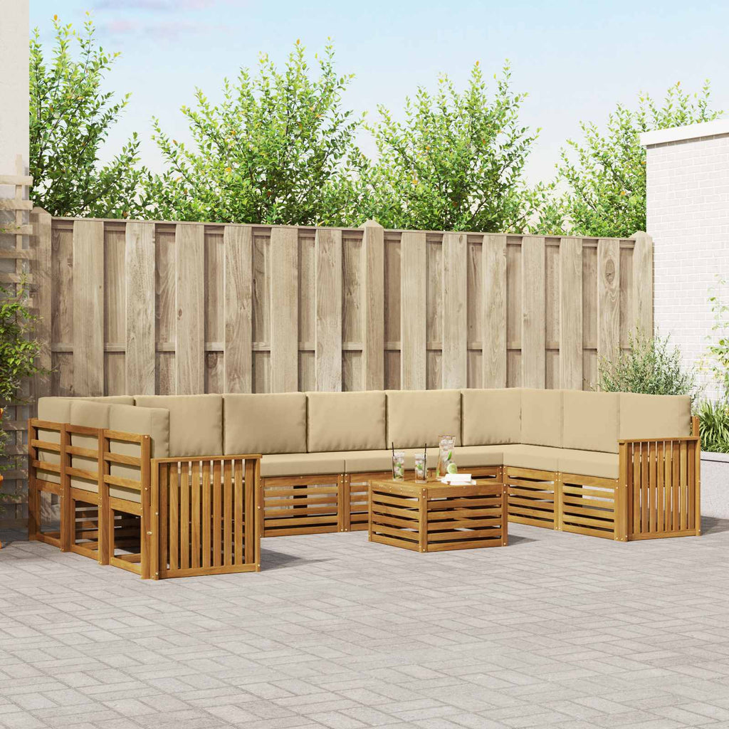 Outdoor-Sofagarnitur 11 pcs Natur und Beige Massivholz Akazie