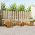 Outdoor-Sofagarnitur 11 pcs Natur und Beige Massivholz Akazie