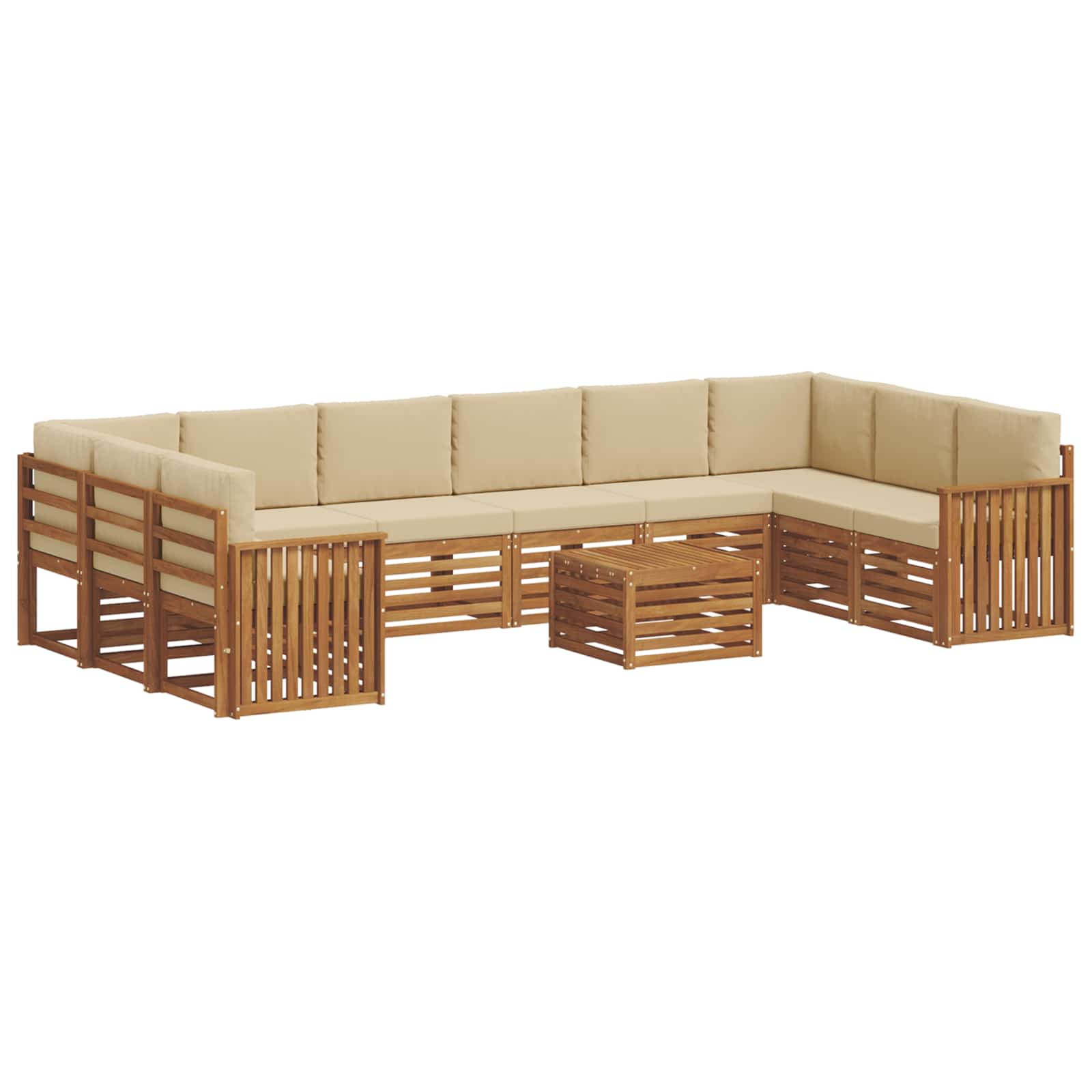 Outdoor-Sofagarnitur 11 pcs Natur und Beige Massivholz Akazie