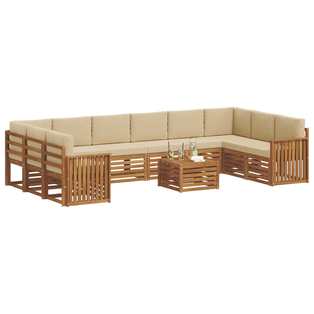 Outdoor-Sofagarnitur 11 pcs Natur und Beige Massivholz Akazie