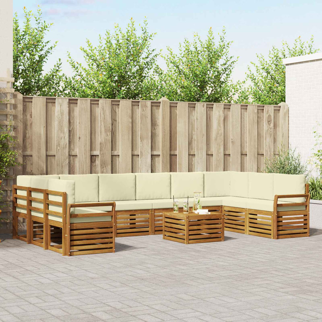 Outdoor-Sofagarnitur 11 pcs Natur und Creme Massivholz Akazie