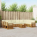 Outdoor-Sofagarnitur 11 pcs Natur und Creme Massivholz Akazie