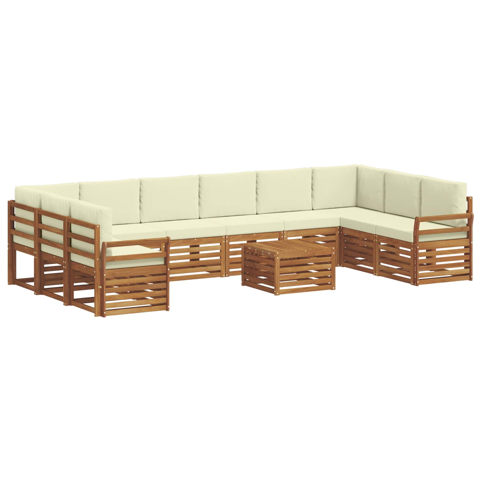 Outdoor-Sofagarnitur 11 pcs Natur und Creme Massivholz Akazie