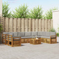 Outdoor-Sofagarnitur mit Kissen 11 pcs Natürlich und Hellgrau