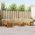 Outdoor-Sofagarnitur 11 pcs Natur und Beige Massivholz Akazie