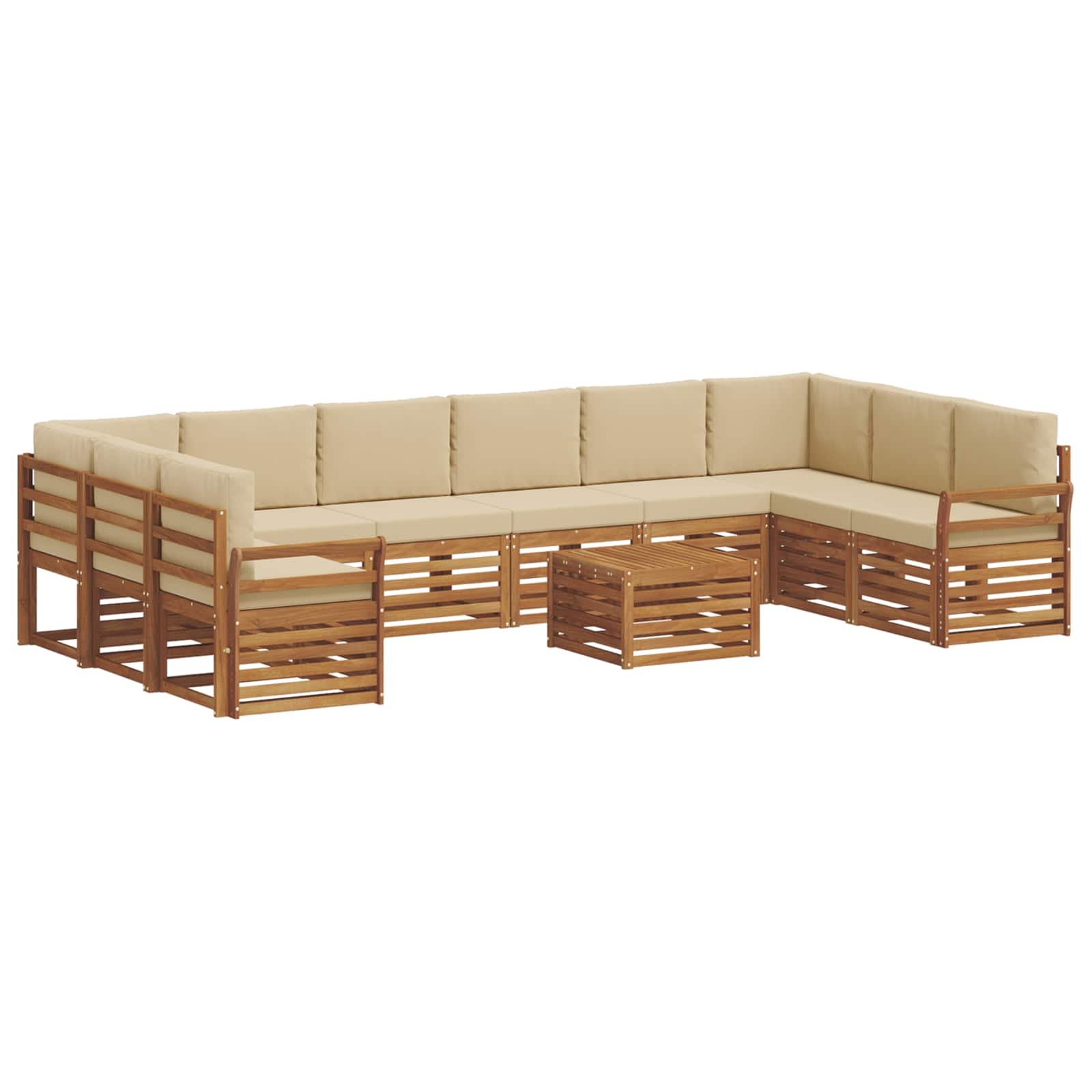 Outdoor-Sofagarnitur 11 pcs Natur und Beige Massivholz Akazie