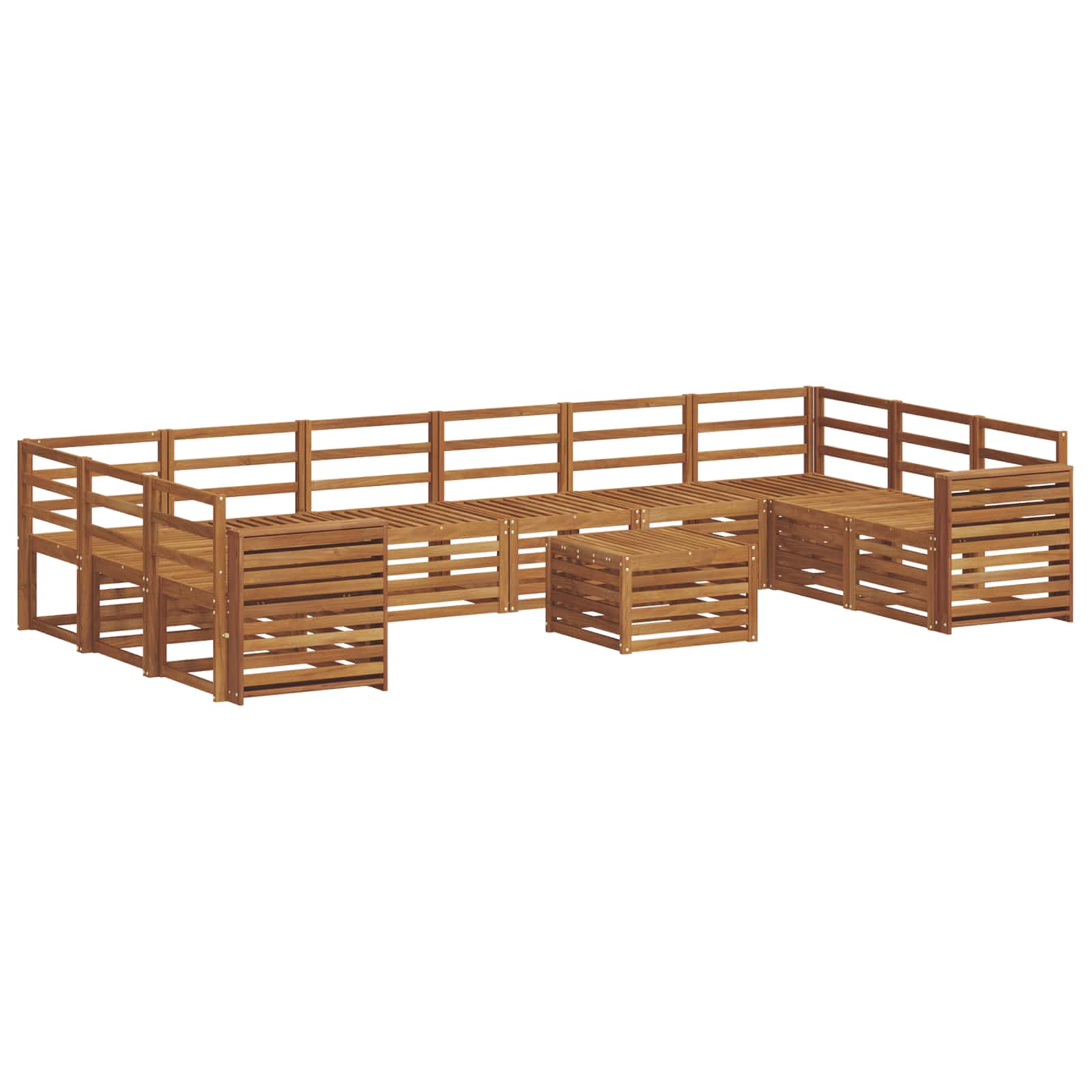 Outdoor-Sofagarnitur 11 pcs Natur Massivholz Akazie