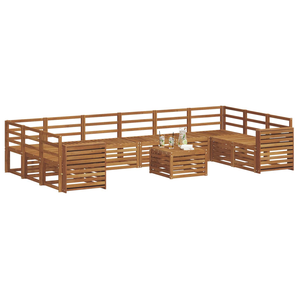 Outdoor-Sofagarnitur 11 pcs Natur Massivholz Akazie