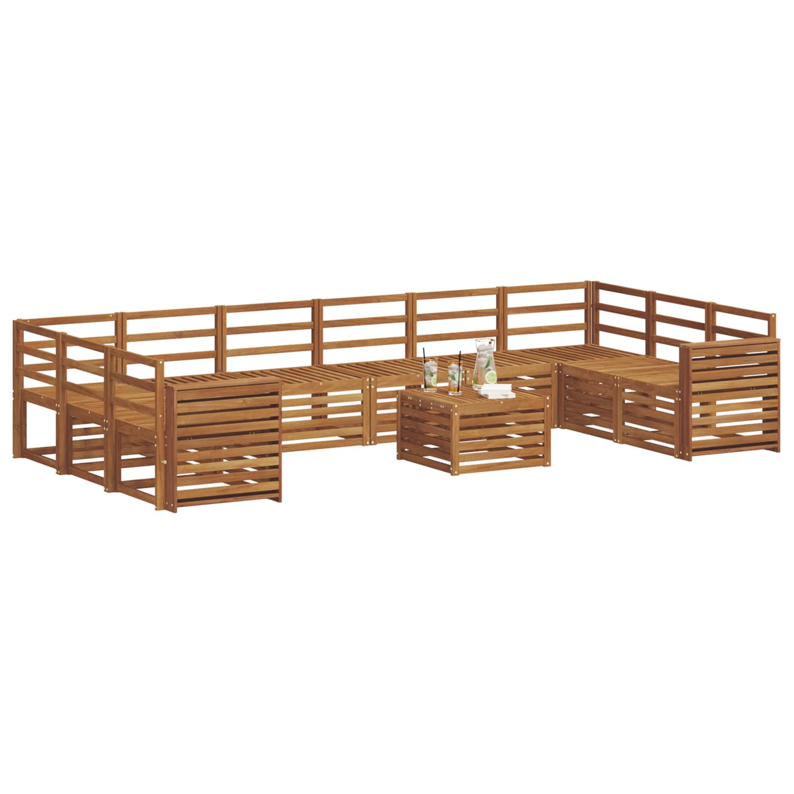 Outdoor-Sofagarnitur 11 pcs Natur Massivholz Akazie