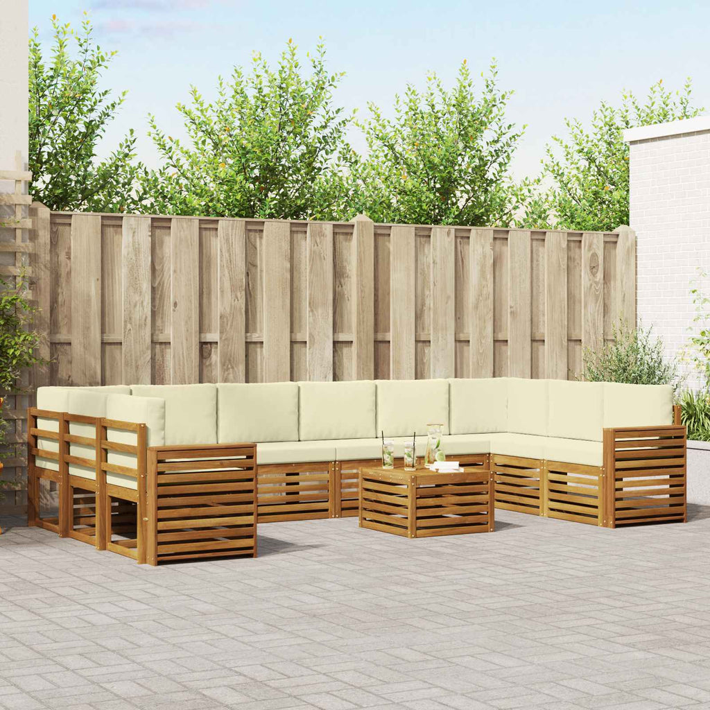 Outdoor-Sofagarnitur 11 pcs Natur und Creme Massivholz Akazie