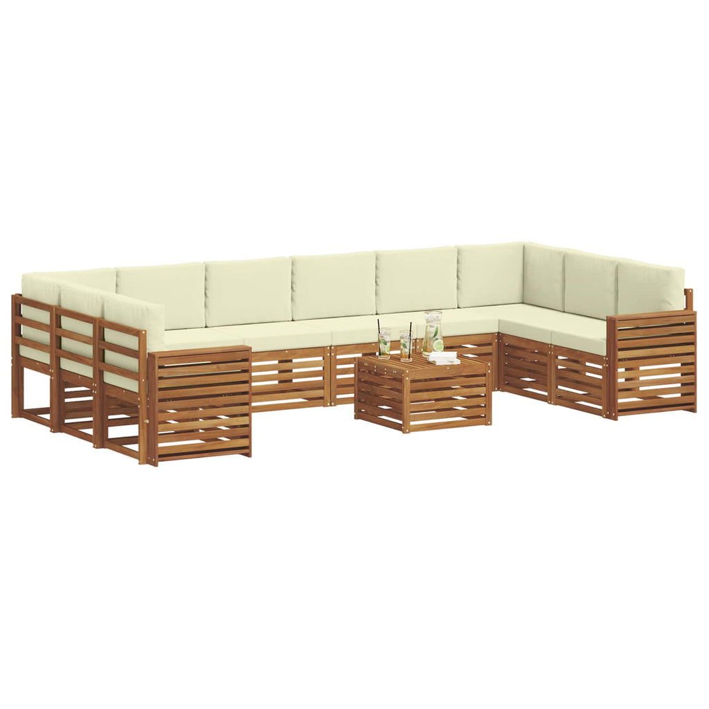 Outdoor-Sofagarnitur 11 pcs Natur und Creme Massivholz Akazie