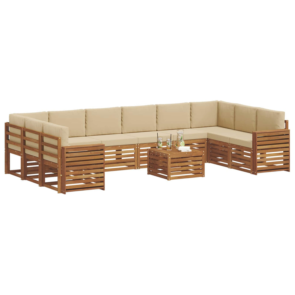 Outdoor-Sofagarnitur 11 pcs Natur und Beige Massivholz Akazie