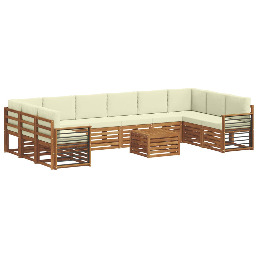 Outdoor-Sofagarnitur 11 pcs Natur und Creme Massivholz Akazie