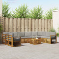 Outdoor-Sofagarnitur mit Kissen 11 pcs Natürlich und Hellgrau