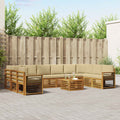Outdoor-Sofagarnitur 11 pcs Natur und Beige Massivholz Akazie