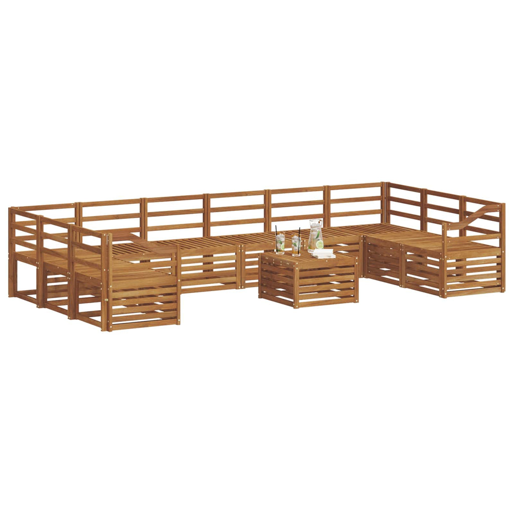 Outdoor-Sofagarnitur 11 pcs Natur Massivholz Akazie