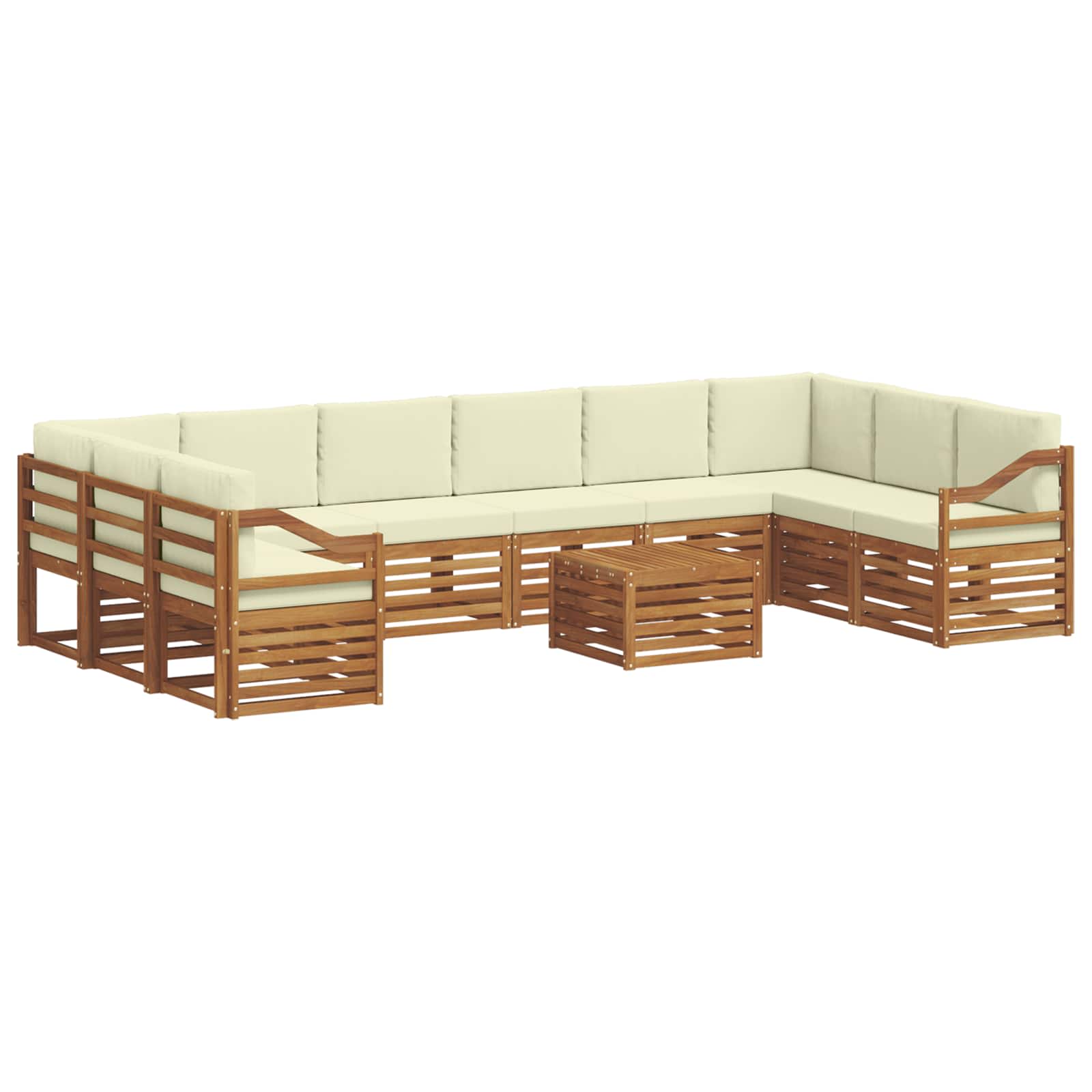 Outdoor-Sofagarnitur 11 pcs Natur und Creme Massivholz Akazie