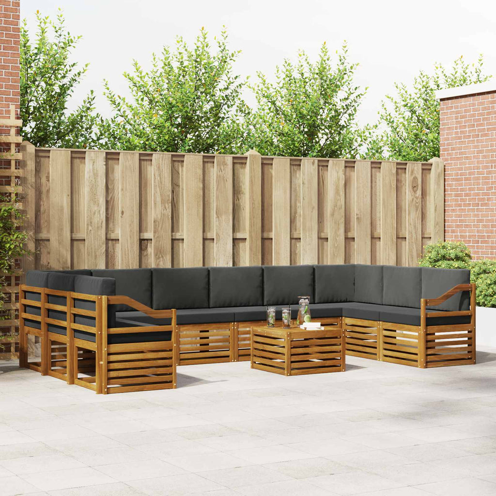 Outdoor-Sofagarnitur mit Kissen 11 pcs Natur und Anthrazit