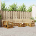 Outdoor-Sofagarnitur 11 pcs Natur und Beige Massivholz Akazie