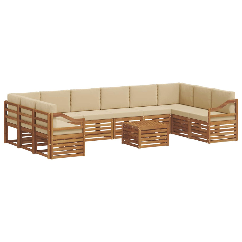 Outdoor-Sofagarnitur 11 pcs Natur und Beige Massivholz Akazie
