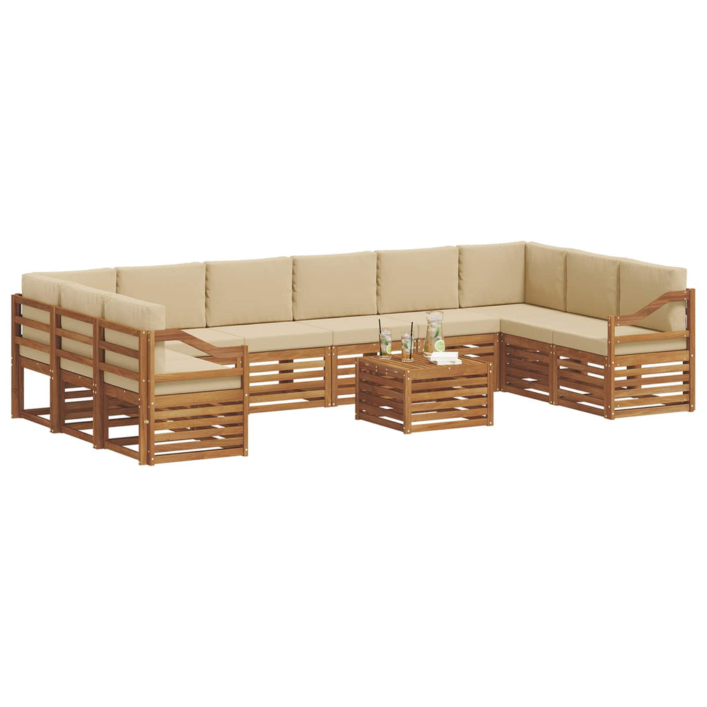 Outdoor-Sofagarnitur 11 pcs Natur und Beige Massivholz Akazie