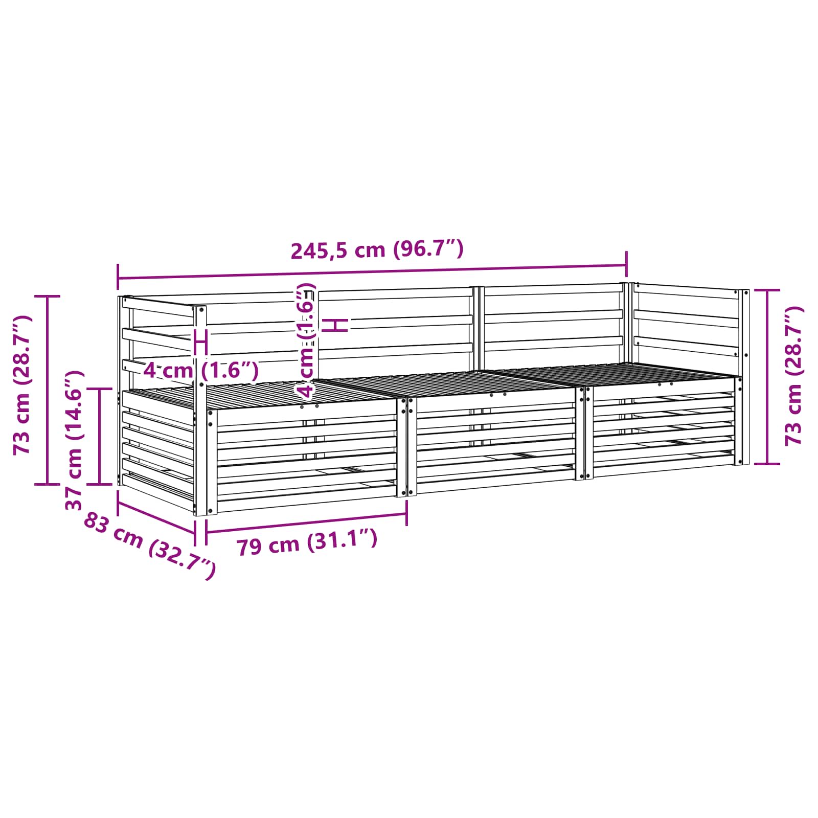 Outdoor-Sofagarnitur 3 pcs Natur Massivholz Akazie