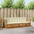 Outdoor-Sofagarnitur mit Kissen 3 pcs Natur und Creme
