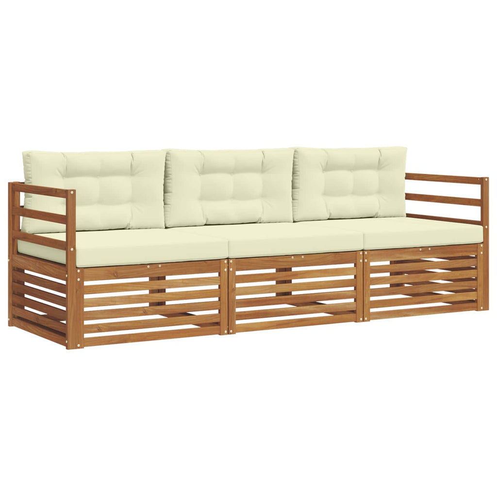 Outdoor-Sofagarnitur mit Kissen 3 pcs Natur und Creme