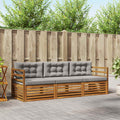 Outdoor-Sofagarnitur mit Kissen 3 pcs Natürlich und Hellgrau