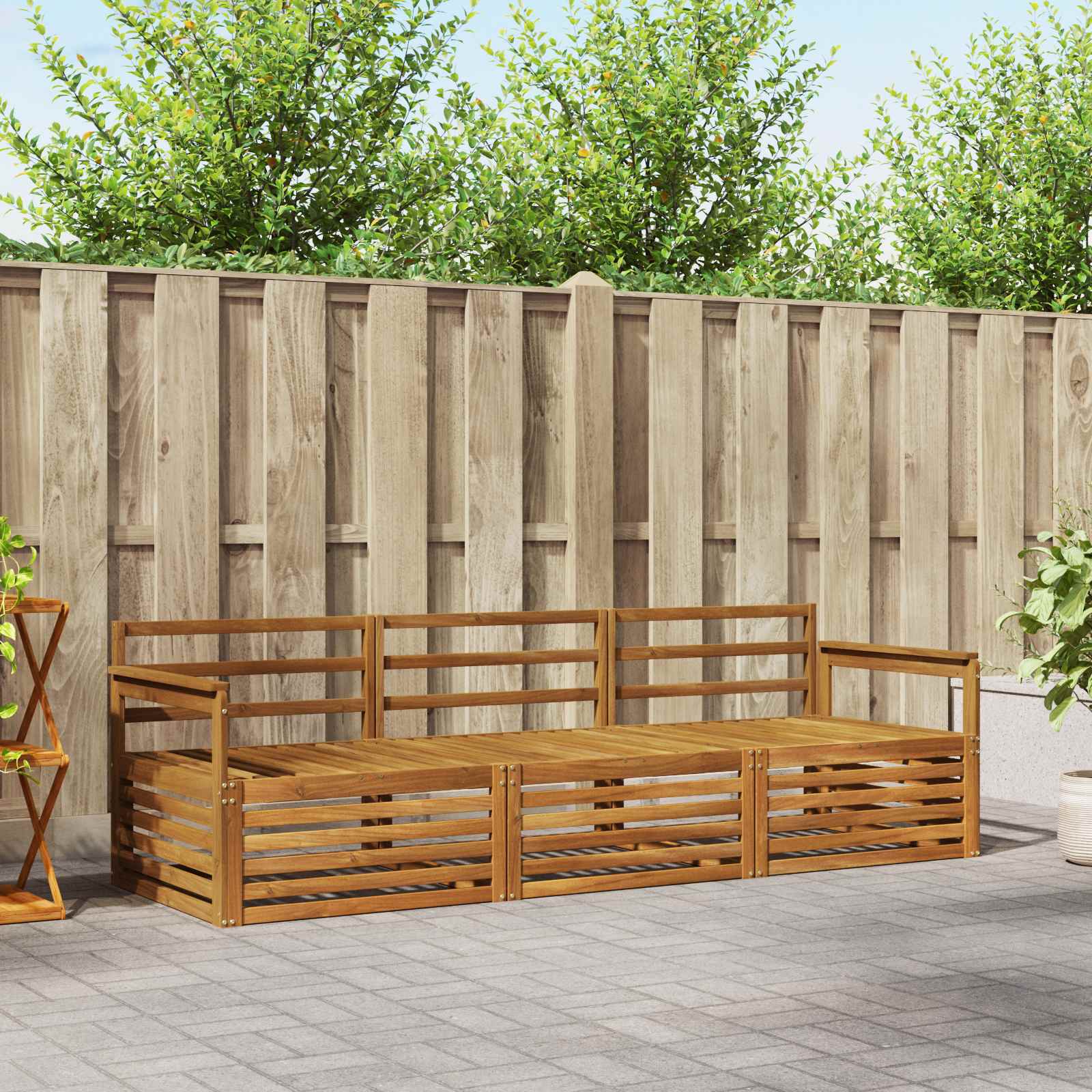 Outdoor-Sofagarnitur 3 pcs Natur Massivholz Akazie