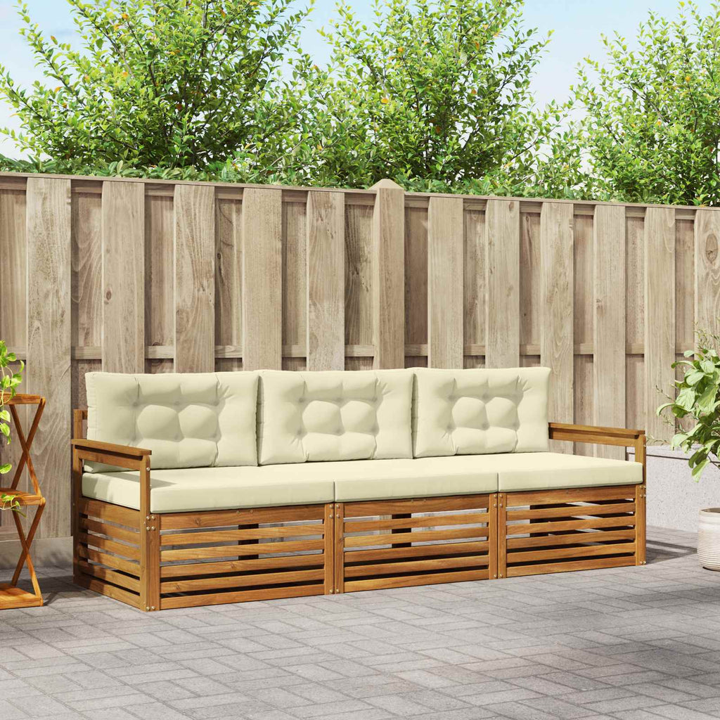 Outdoor-Sofagarnitur mit Kissen 3 pcs Natur und Creme