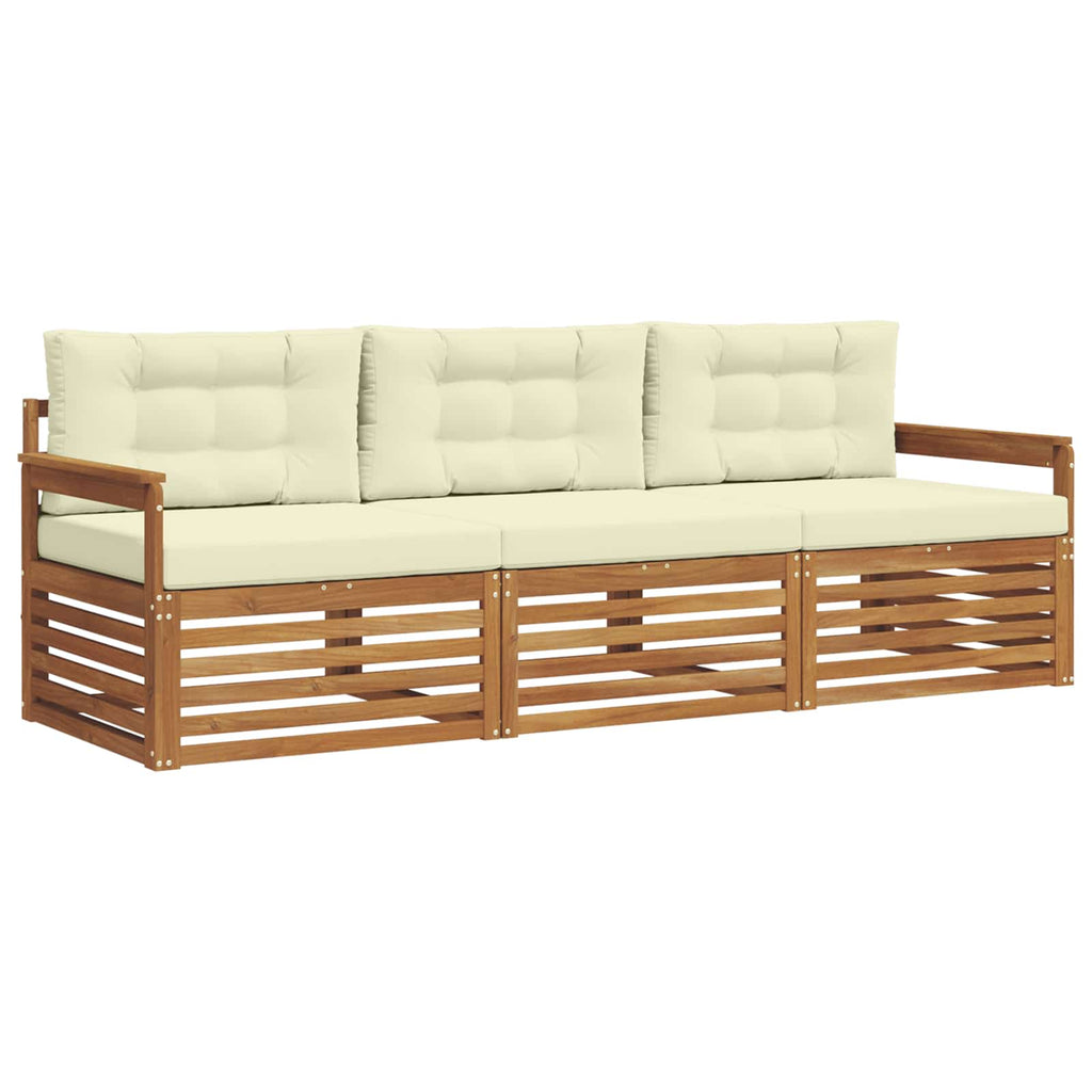 Outdoor-Sofagarnitur mit Kissen 3 pcs Natur und Creme
