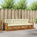 Outdoor-Sofagarnitur mit Kissen 3 pcs Natur und Creme