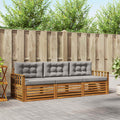 Outdoor-Sofagarnitur mit Kissen 3 pcs Natürlich und Hellgrau