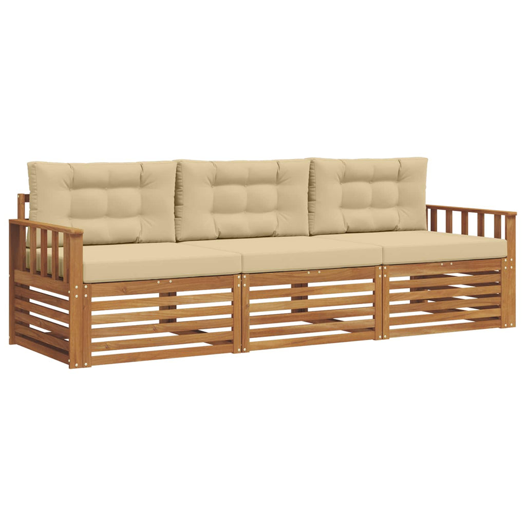 Outdoor-Sofagarnitur mit Kissen 3 pcs Natur und Beige