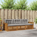 Outdoor-Sofagarnitur mit Kissen 3 pcs Natürlich und Hellgrau