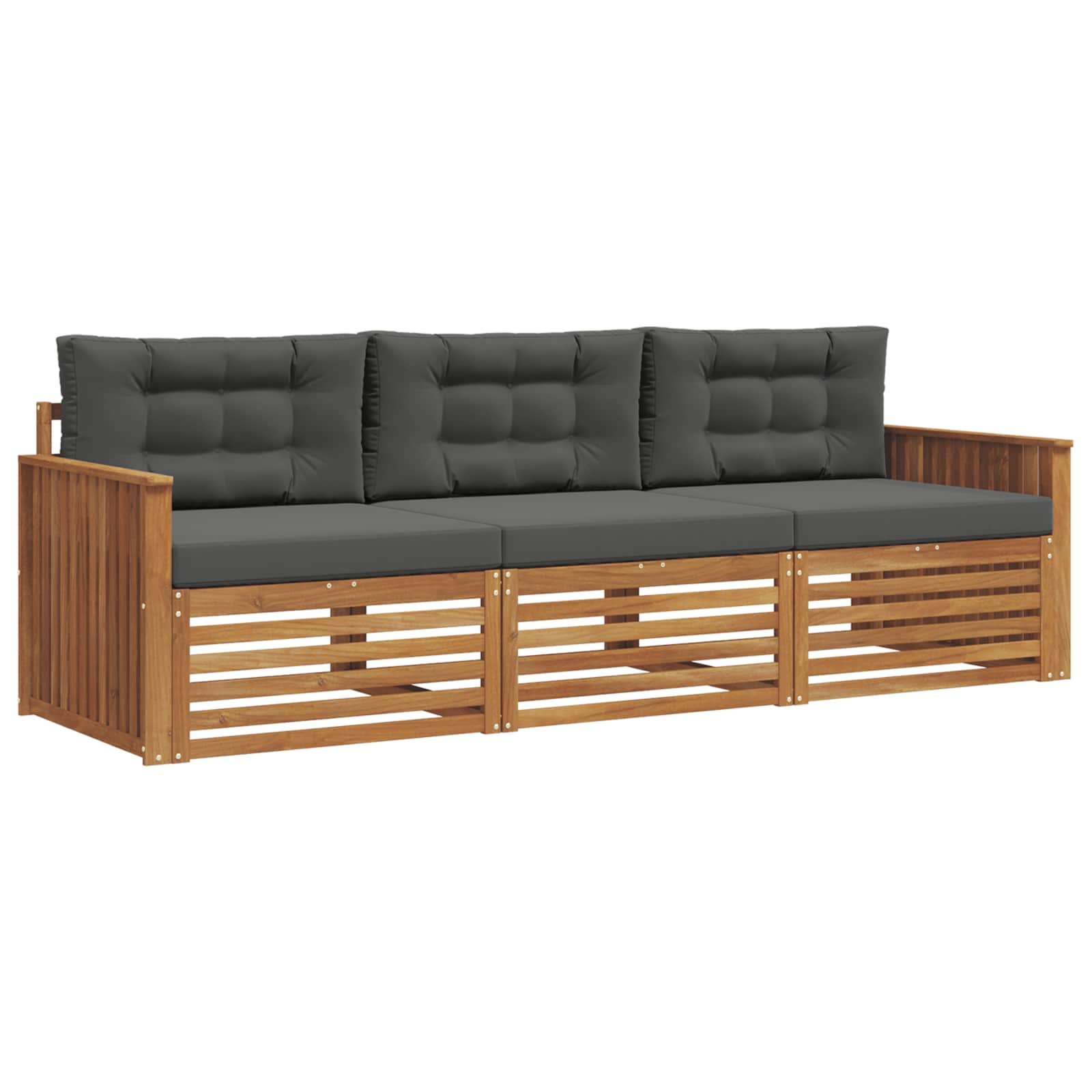 Outdoor-Sofagarnitur mit Kissen 3 pcs Natur und Anthrazit