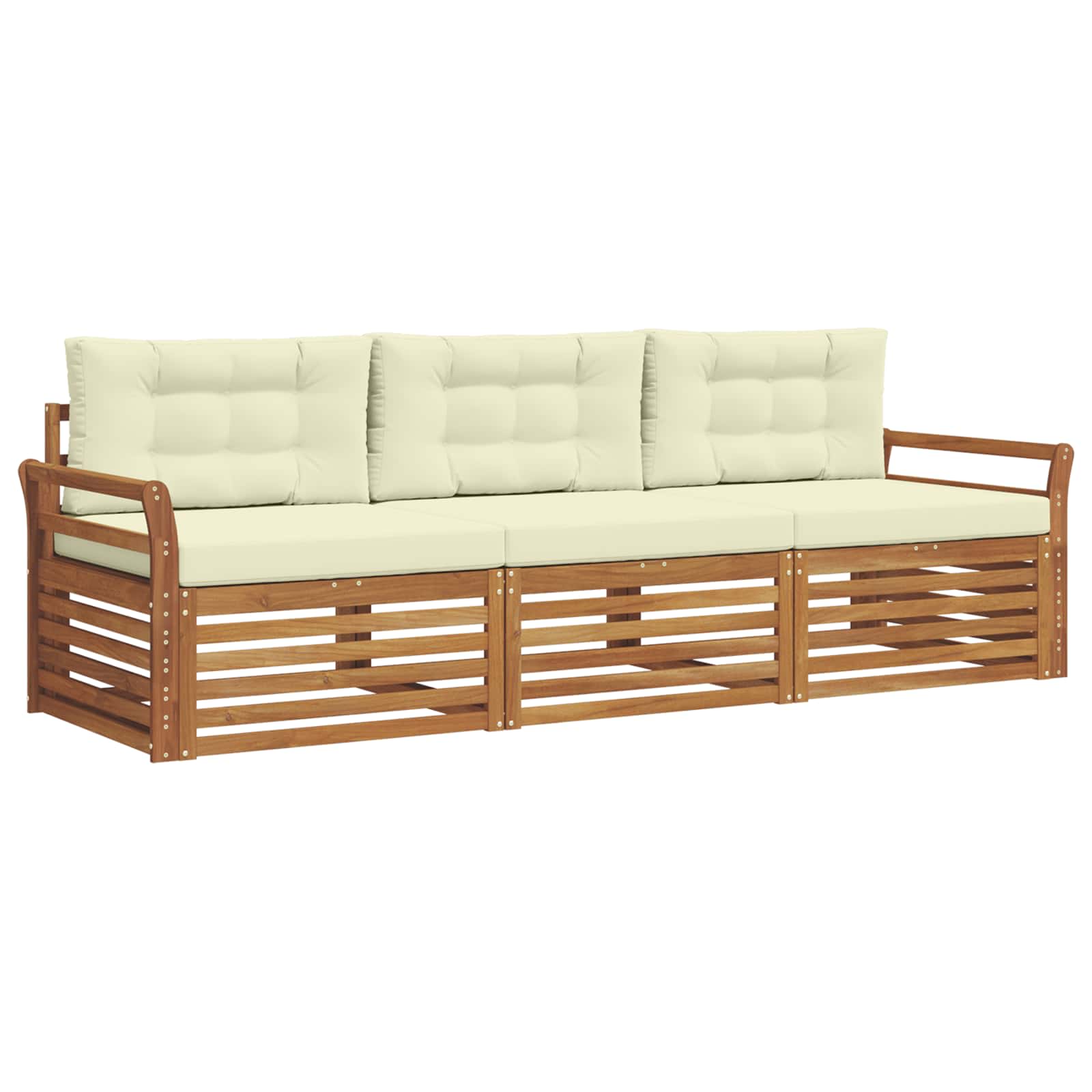 Outdoor-Sofagarnitur mit Kissen 3 pcs Natur und Creme