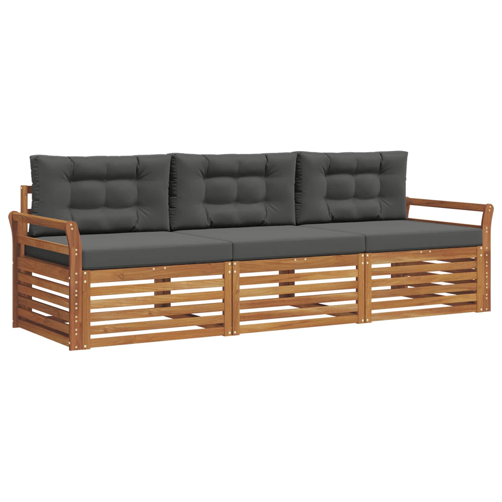 Outdoor-Sofagarnitur mit Kissen 3 pcs Natur und Anthrazit