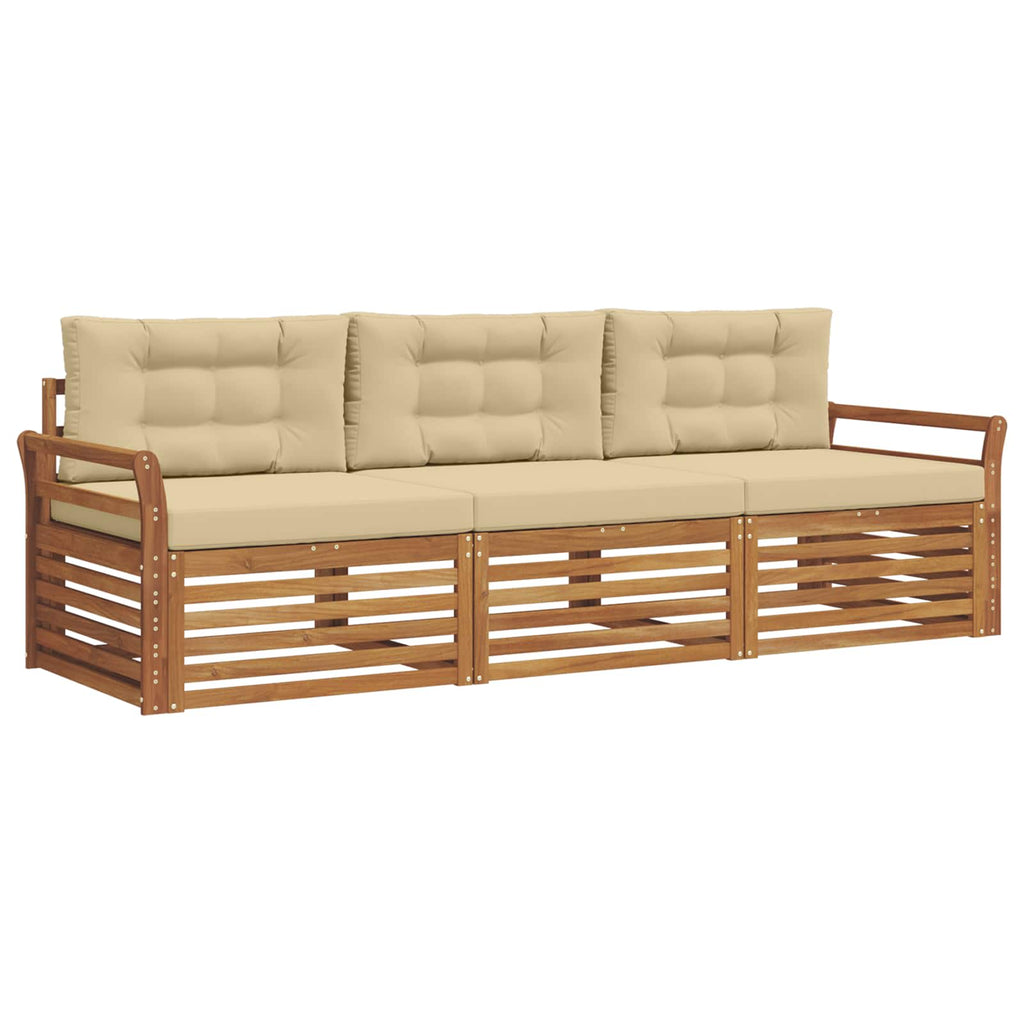 Outdoor-Sofagarnitur mit Kissen 3 pcs Natur und Beige