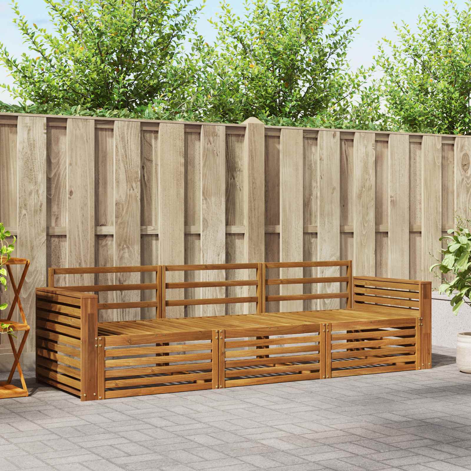 Outdoor-Sofagarnitur 3 pcs Natur Massivholz Akazie