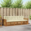Outdoor-Sofagarnitur mit Kissen 3 pcs Natur und Creme