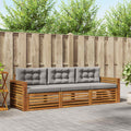 Outdoor-Sofagarnitur mit Kissen 3 pcs Natürlich und Hellgrau