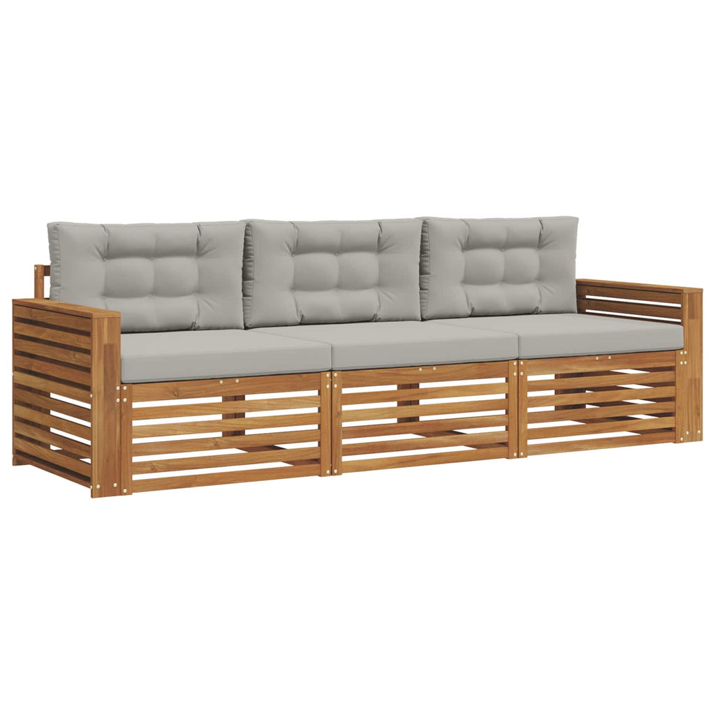 Outdoor-Sofagarnitur mit Kissen 3 pcs Natürlich und Hellgrau