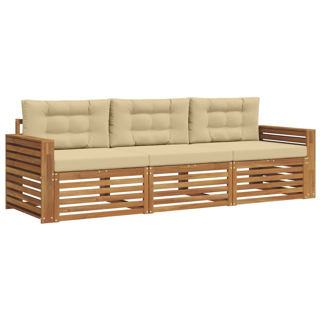 Outdoor-Sofagarnitur mit Kissen 3 pcs Natur und Beige