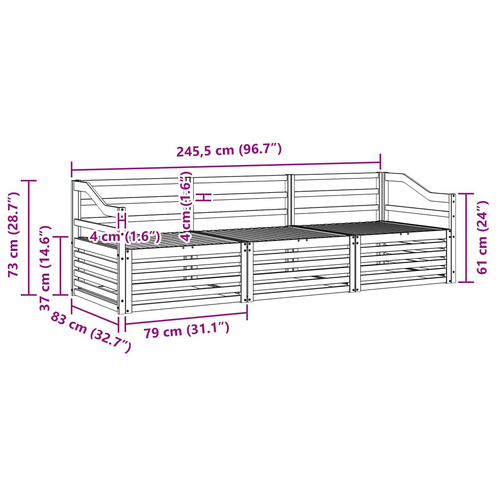 Outdoor-Sofagarnitur 3 pcs Natur Massivholz Akazie