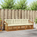 Outdoor-Sofagarnitur mit Kissen 3 pcs Natur und Creme
