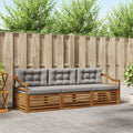 Outdoor-Sofagarnitur mit Kissen 3 pcs Natürlich und Hellgrau