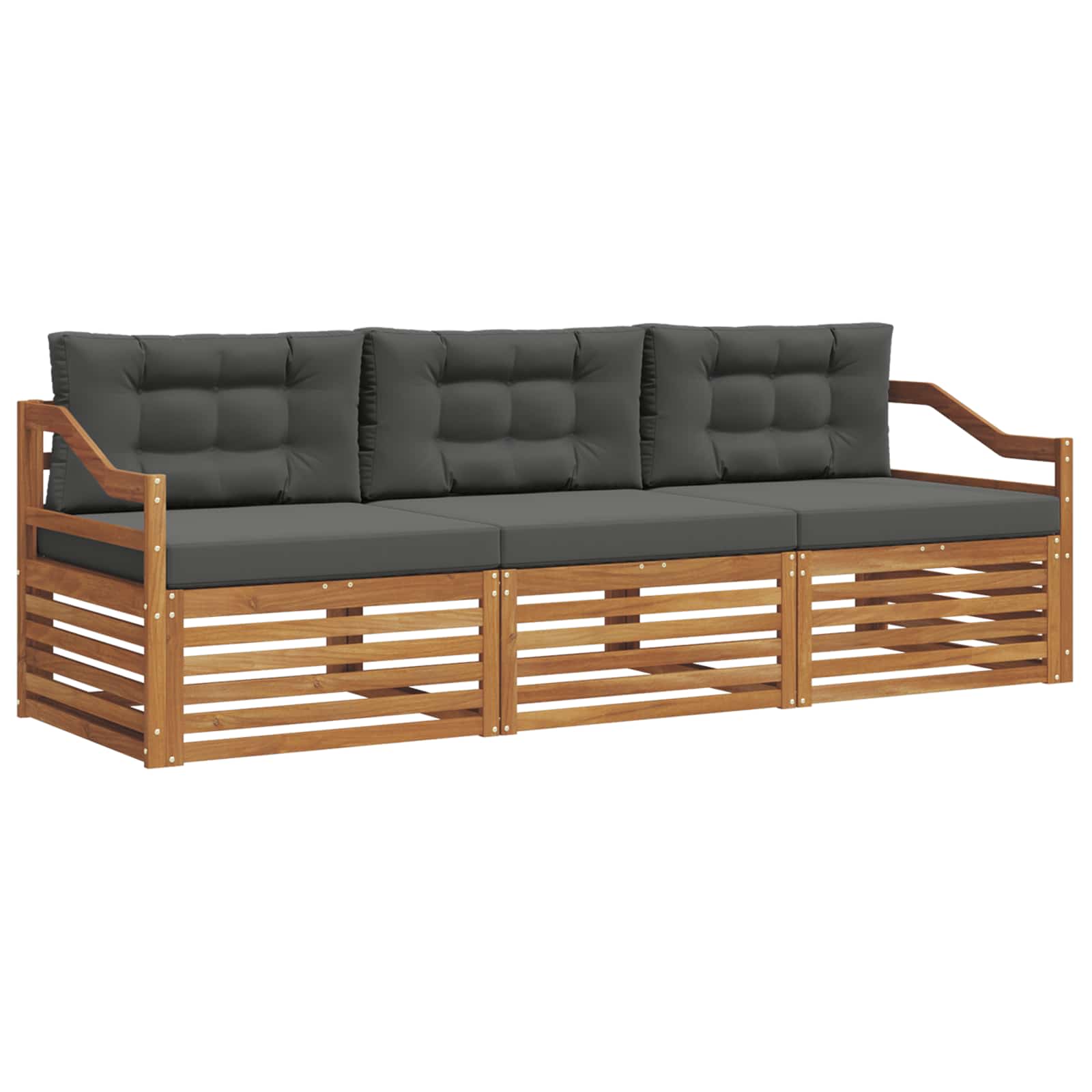 Outdoor-Sofagarnitur mit Kissen 3 pcs Natur und Anthrazit